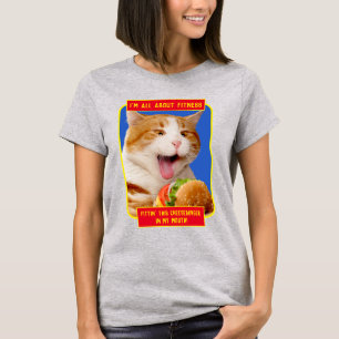 Camiseta Gato comiendo hamburguesa