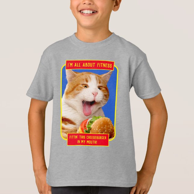 Camiseta Gato comiendo hamburguesa (Anverso)