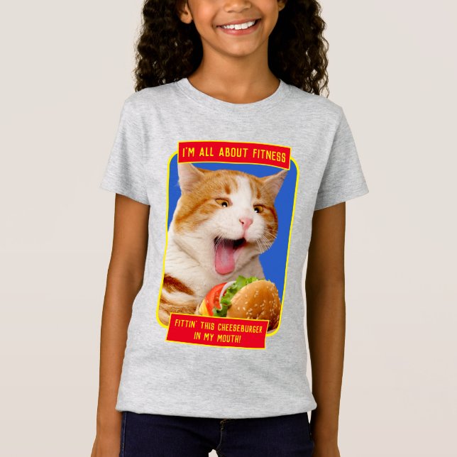Camiseta Gato comiendo hamburguesa (Anverso)