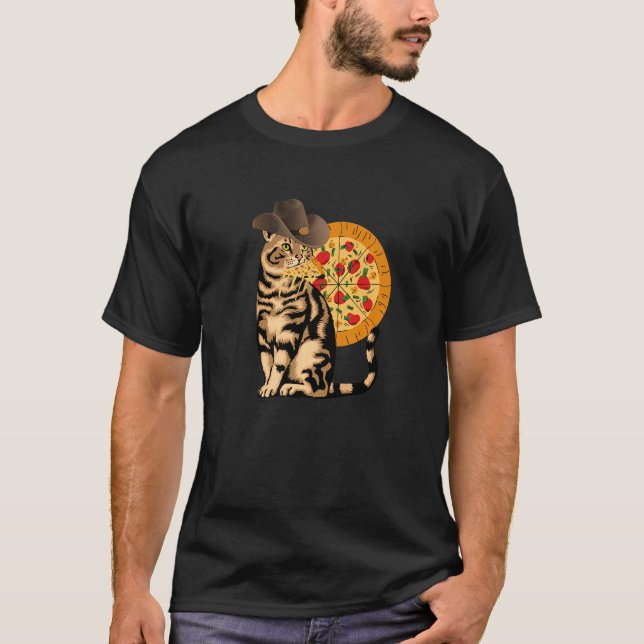 Camiseta Gato comiendo pizza (Anverso)