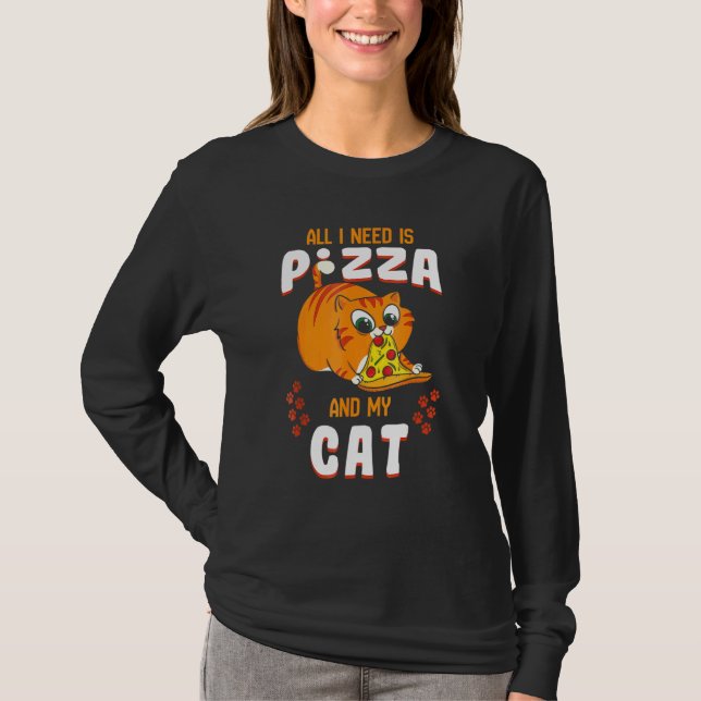 Camiseta Gato comiendo pizza tee Pepperoni Slice Kitten (Anverso)