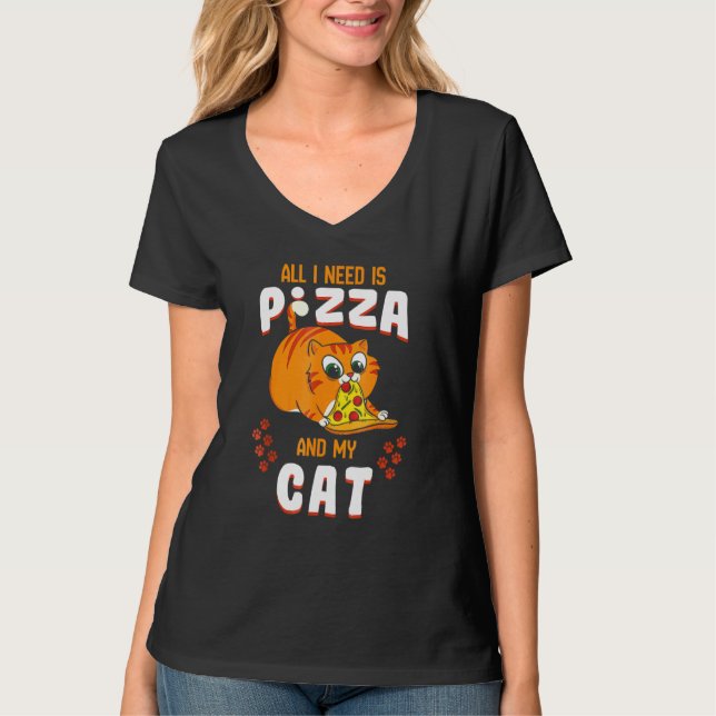 Camiseta Gato comiendo pizza tee Pepperoni Slice Kitten (Anverso)
