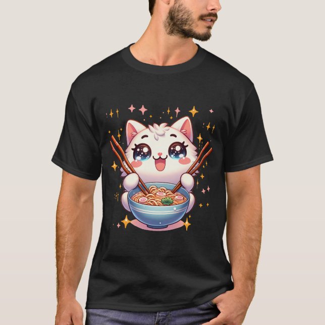 Camiseta Gato comiendo Ramen (Anverso)