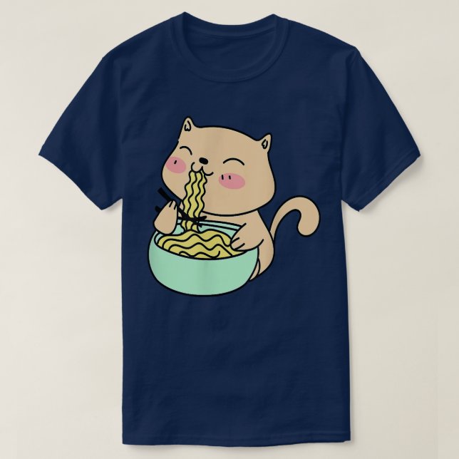Camiseta Gato comiendo Ramen  (Diseño del anverso)