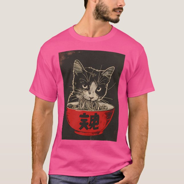 Camiseta Gato comiendo Ramen (Anverso)