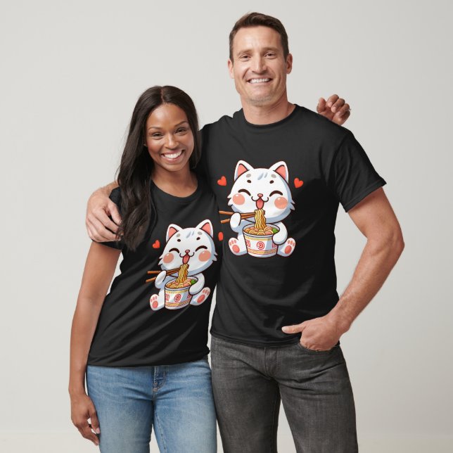 Camiseta Gato comiendo Ramen (Unisexo)