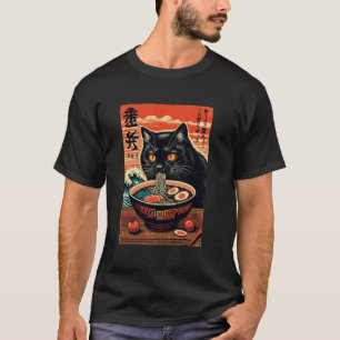 Camiseta Gato comiendo ramen, Amante de los gatos, Estilo j