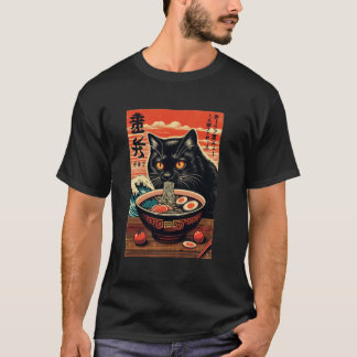 Camiseta Gato comiendo ramen, Amante de los gatos, Estilo j