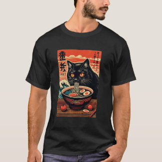 Camiseta Gato comiendo ramen, Amante de los gatos, Estilo j