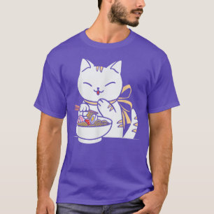 Camiseta Gato comiendo Ramen Bowl Kawaii Anime japonés Cute