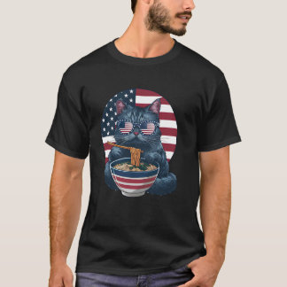 Camiseta Gato Comiendo Ramen Gato Divertido Gafas de Sol Ba