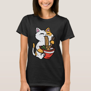 Camiseta Gato comiendo ramen lindo comida japonesa mujeres 