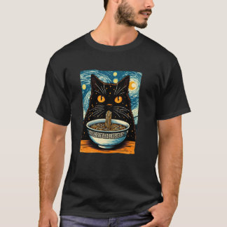 Camiseta Gato comiendo ramen, Noche estrellada Van Gogh, Am