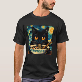 Camiseta Gato comiendo ramen, Noche estrellada Van Gogh, Am