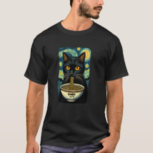 Camiseta Gato comiendo ramen, Noche estrellada Van Gogh, Am