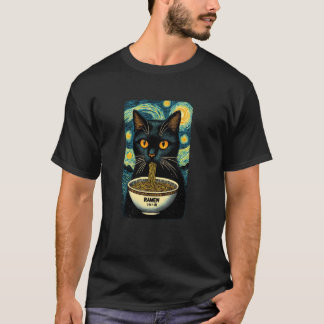 Camiseta Gato comiendo ramen, Noche estrellada Van Gogh, Am