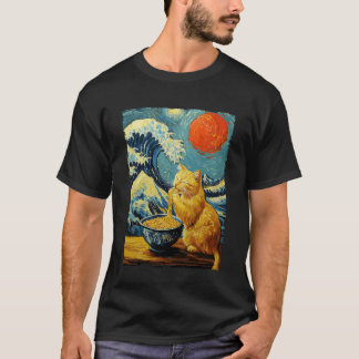 Camiseta Gato comiendo ramen obra de arte de Van Gogh Ola K