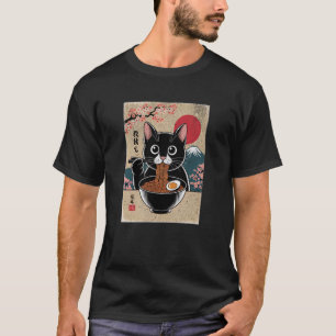 Camiseta Gato comiendo ramen Ramen japonés Japón Anime Rame