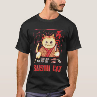 Camiseta gato comiendo sushi