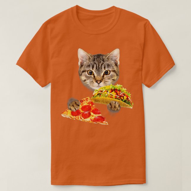 Camiseta Gato comiendo taco y picza graciosa Kitty por Zany (Diseño del anverso)