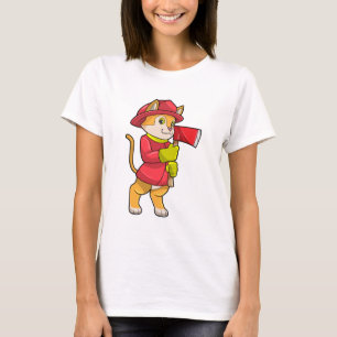 Camiseta Gato como bombero con hacha