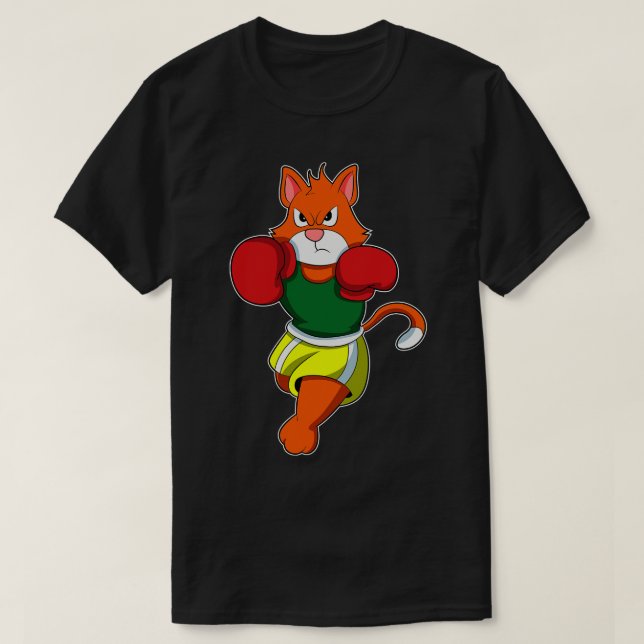 Camiseta Gato como boxeador con guantes de boxeo (Diseño del anverso)