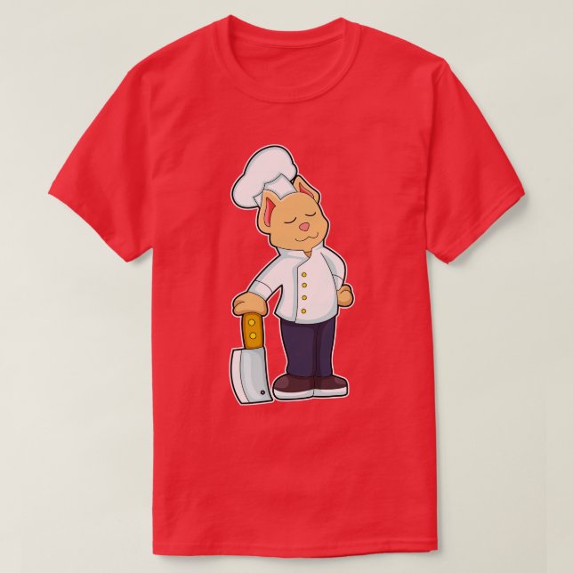 Camiseta Gato como cocinado con cuchillo de corte (Diseño del anverso)