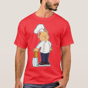 Camiseta Gato como cocinado con cuchillo de corte