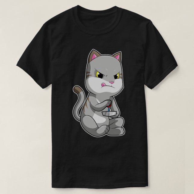 Camiseta Gato como con Joystick (Diseño del anverso)