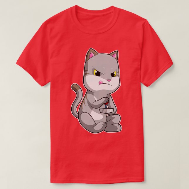 Camiseta Gato como con Joystick (Diseño del anverso)