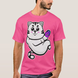 Camiseta Gato como culturista con dumbbell