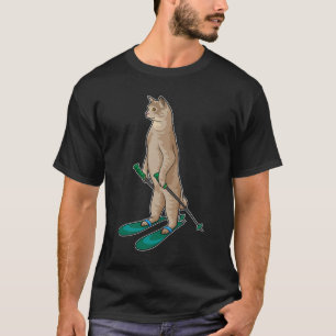 Camiseta Gato como esquiador con bastones de esquí y esquí