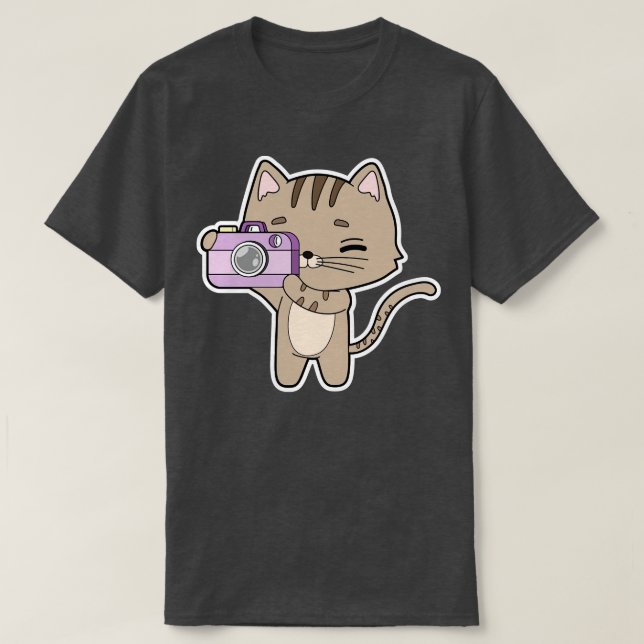 Camiseta Gato como fotógrafo con cámara (Diseño del anverso)