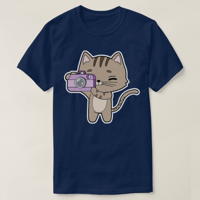 Camiseta Gato como fotógrafo con cámara (Diseño del anverso)