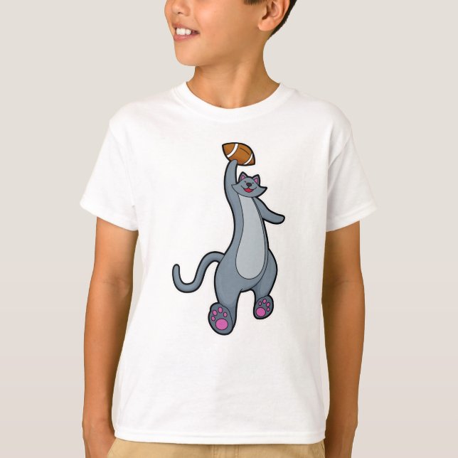 Camiseta Gato como jugador de fútbol con fútbol (Anverso)