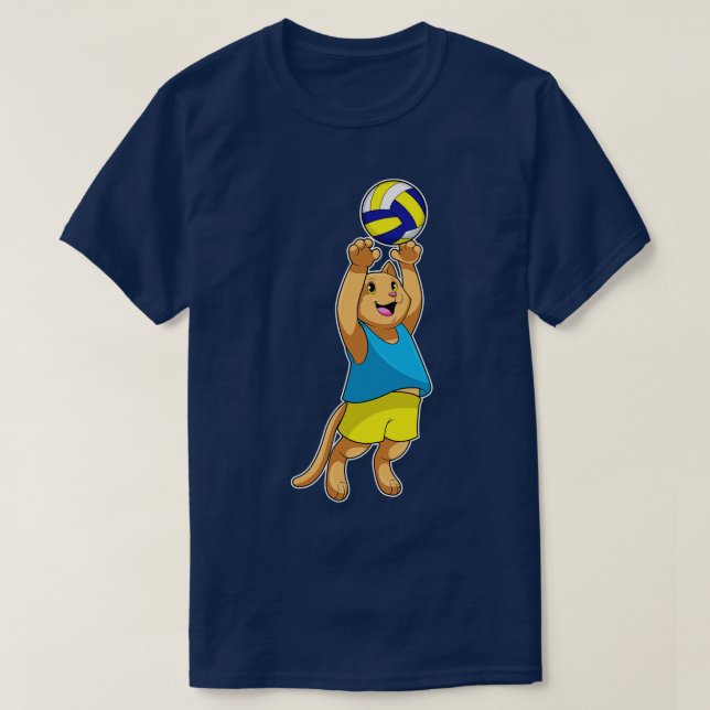 Camiseta Gato como jugador de voleibol con voleibol (Diseño del anverso)