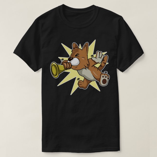 Camiseta Gato como musulmán con trompeta (Diseño del anverso)