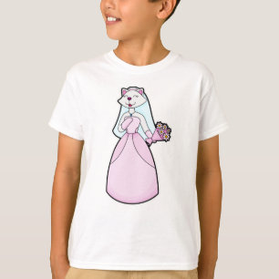 Camiseta Gato como novia con ramo de flores