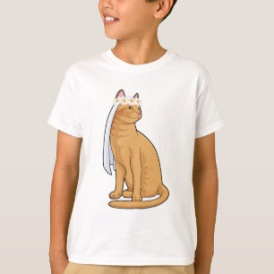 Camiseta Gato como novia con velo