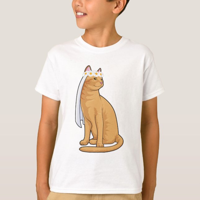 Camiseta Gato como novia con velo (Anverso)