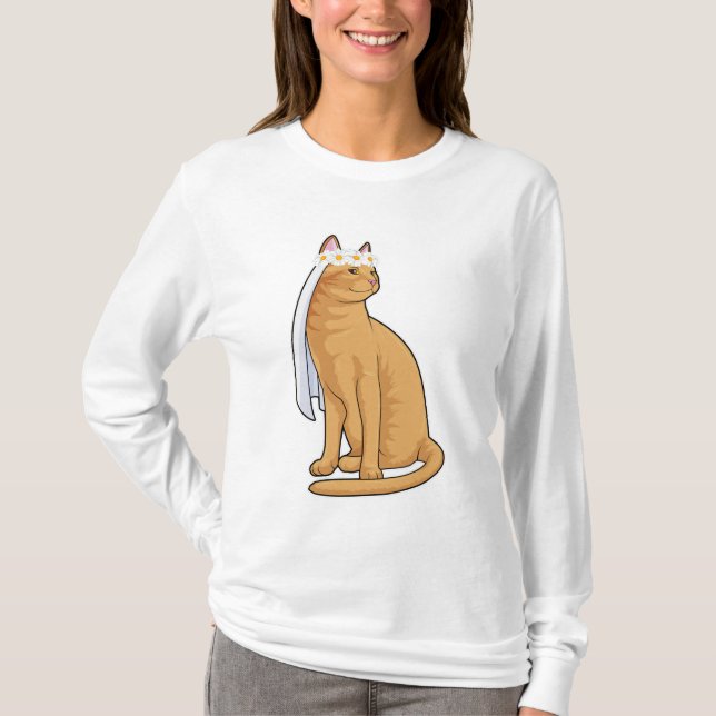 Camiseta Gato como novia con velo (Anverso)
