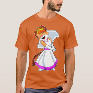 Camiseta Gato como novia con vestido Boda corona