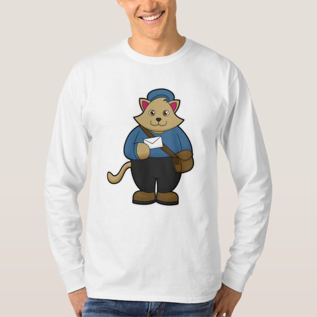 Camiseta Gato como Postman con sobre y bolsa (Anverso)