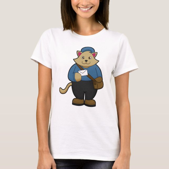 Camiseta Gato como Postman con sobre y bolsa (Anverso)