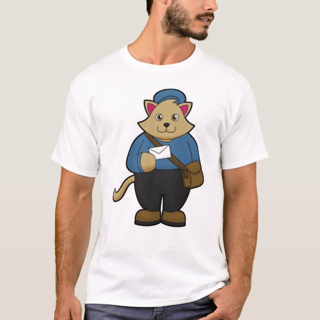 Camiseta Gato como Postman con sobre y bolsa (Anverso)