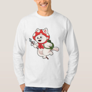 Camiseta Gato como recolector de champiñones con champiñón