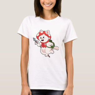 Camiseta Gato como recolector de hongos con hongo