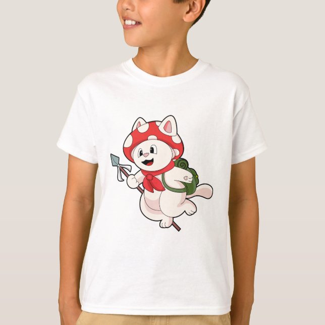 Camiseta Gato como recolector de hongos con hongo (Anverso)