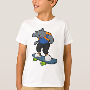 Camiseta Gato como Skateboarder con Skateboard