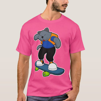 Camiseta Gato como Skateboarder con Skateboard